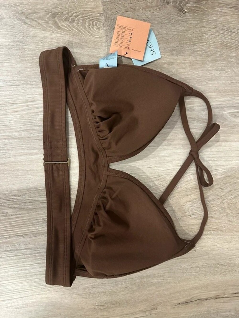 Shade & Shore Chocolate Brown Triangle Halter Bikini - Picture 2 of 6